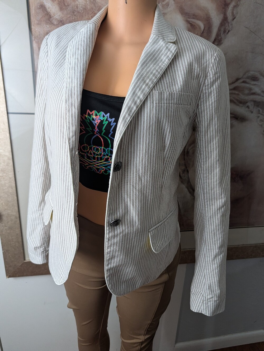 GAP "The Academy" Striped Blazer Seersucker Jacket Preppy School Size 4